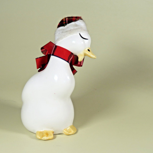 VTG Ceramic Christmas Goose Duck Hat Bow Figurine Decor Artistic Expressions 6” - Picture 8 of 16